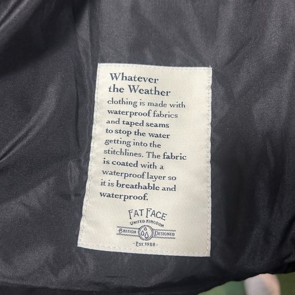 Fat Face Black Taylor Woman's Waterproof Jacket Size 10 Hooded Coat - Picture 8 of 12